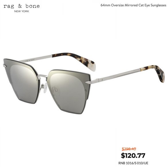 Rag & Bone Silver Mirrored Sunglasses - Cat Eye Rag And Bone Brown Silver Flash Mirror Cat Eye Ladies  main image 3